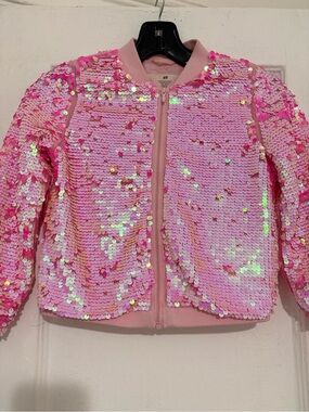 H&M Shimmering Pink Sequin Bomber Jacket for 6 y.o